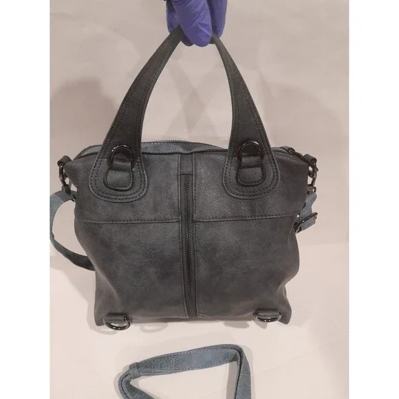 Liz Soto Purse, Blue Leather Convertible - Picture 3 of 8